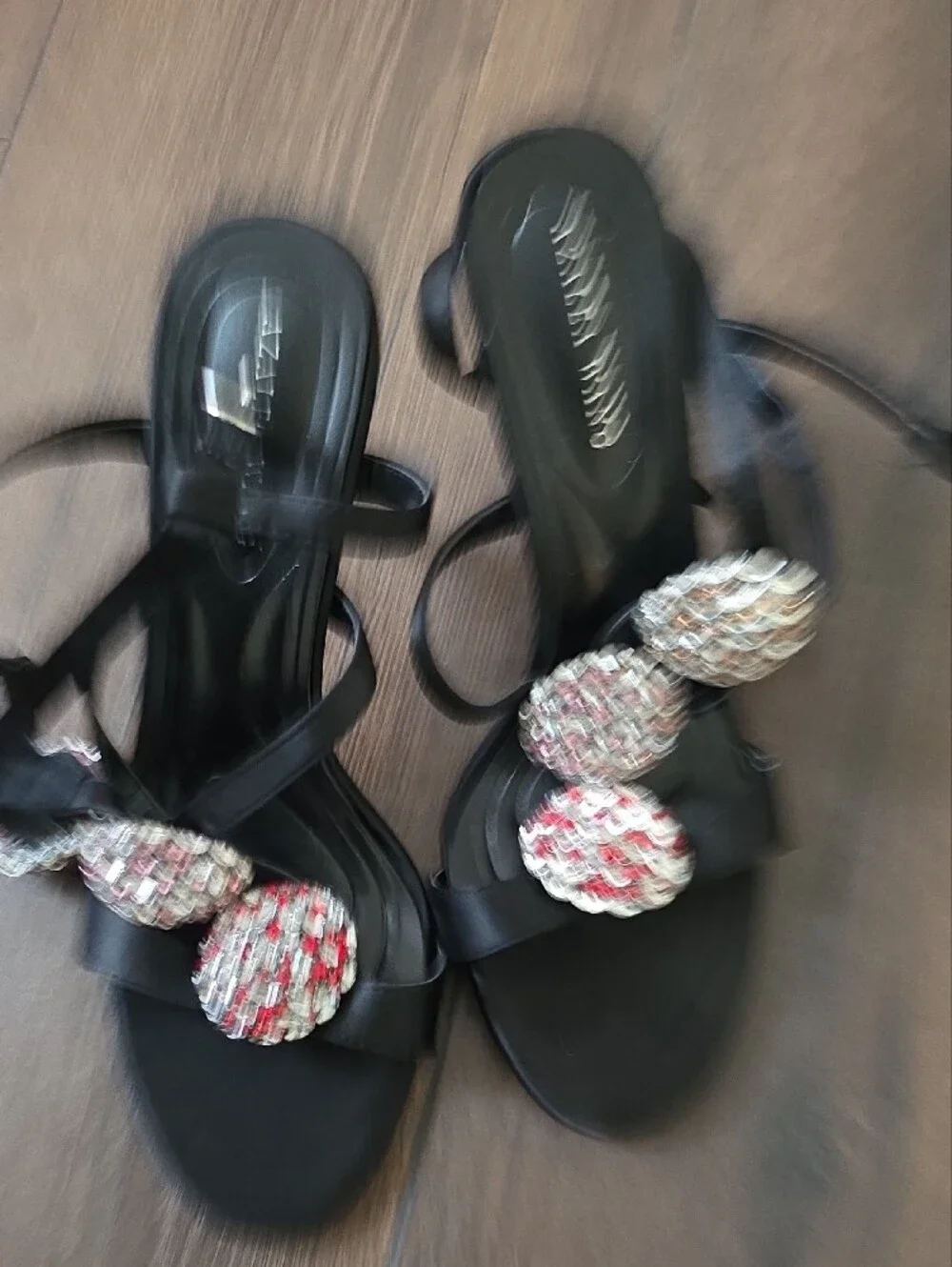 Azalea Wang Akira‎ Black Strappy Heels with Crystal Embellishments